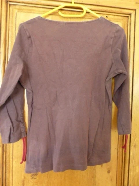 bruin en rood T-shirt in zeer goede staat met merk Anne Weyburn, bloememborduurwerk, 3/4 mouwen – photo 5